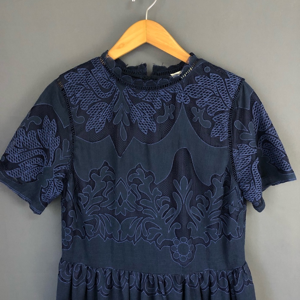 Roolee Navy Blue Lace Maxi Dress